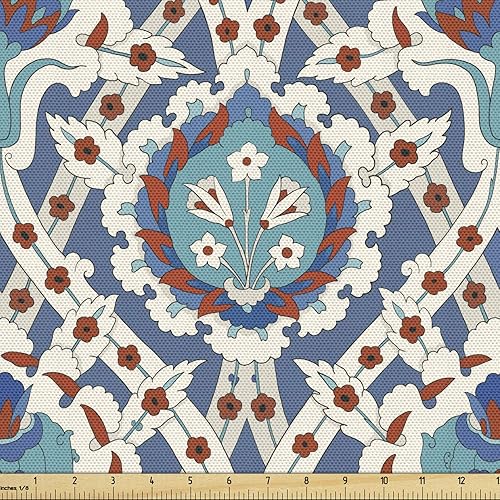 Vista 22 de Ambesonne Tela oriental por The Yard, patrón de Oriente Medio Feliz Año Nuevo en letras hebreas Manzana Granada, tela de microfibra para artes