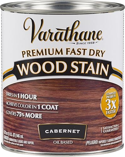 Vista 95 de Rust-Oleum Varathane 307414 - Tinte de madera prémium de secado rápido, cuarto de galón, rojo granero