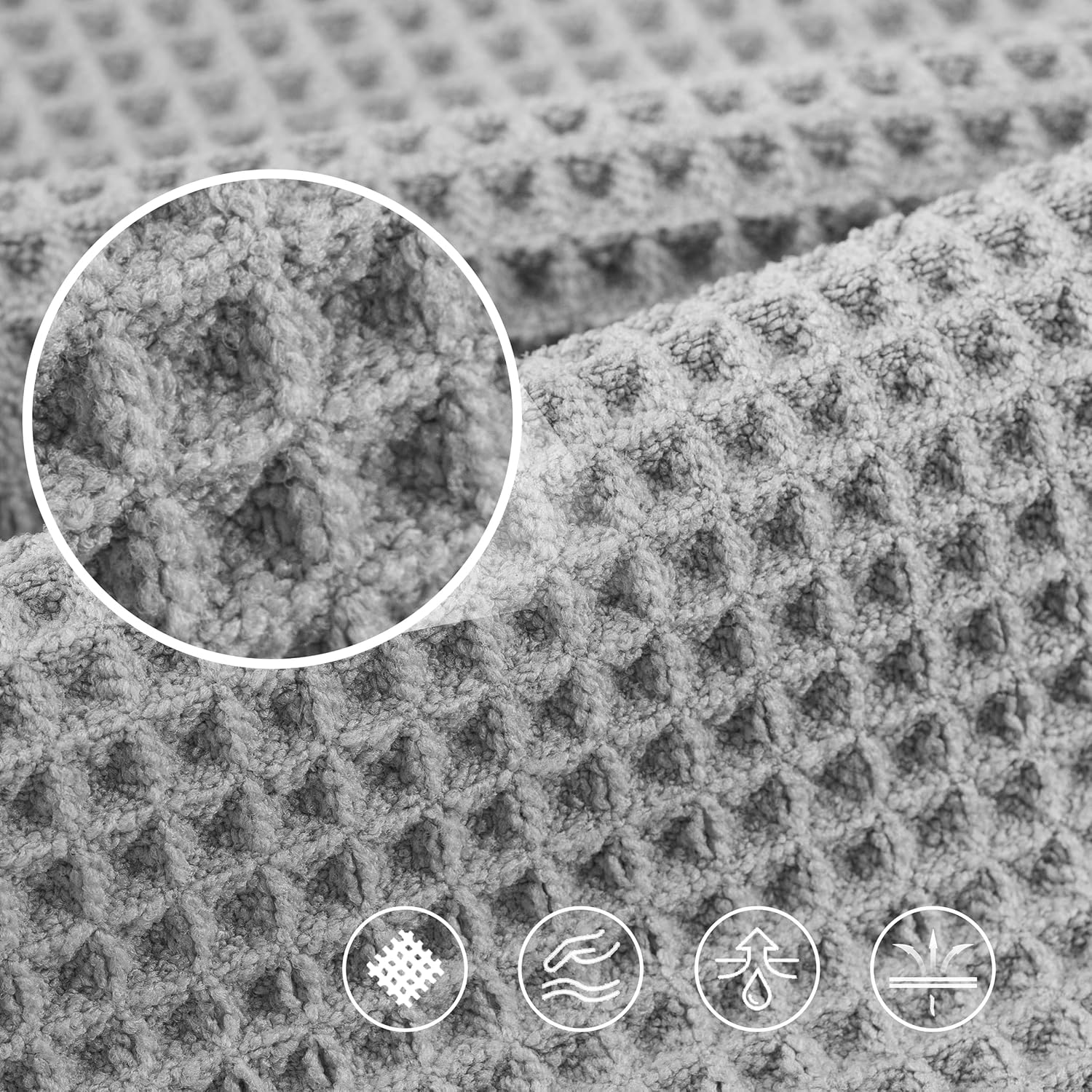 POLYTE 430 GSM Microfiber Oversize Quick Dry Lint Free Bath Towel, 60 x 30 in, 4 Pack (Waffle Weave) - Image 5