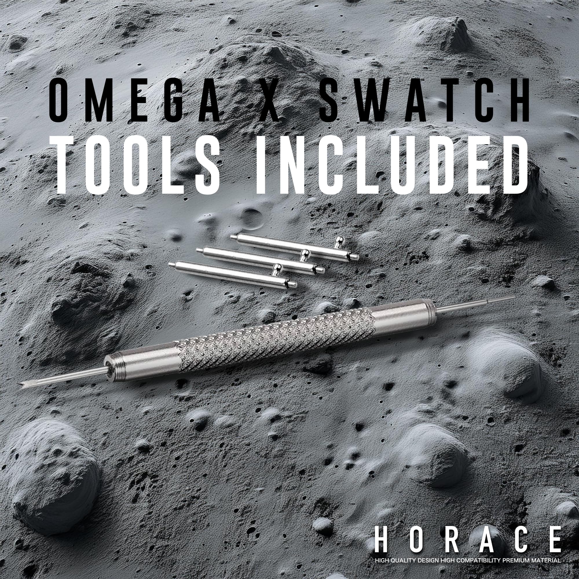 HORACE Cinturino per orologio in pelle martellata a sgancio rapido universale compatibile con Omega x Swatch MoonSwatch 20mm