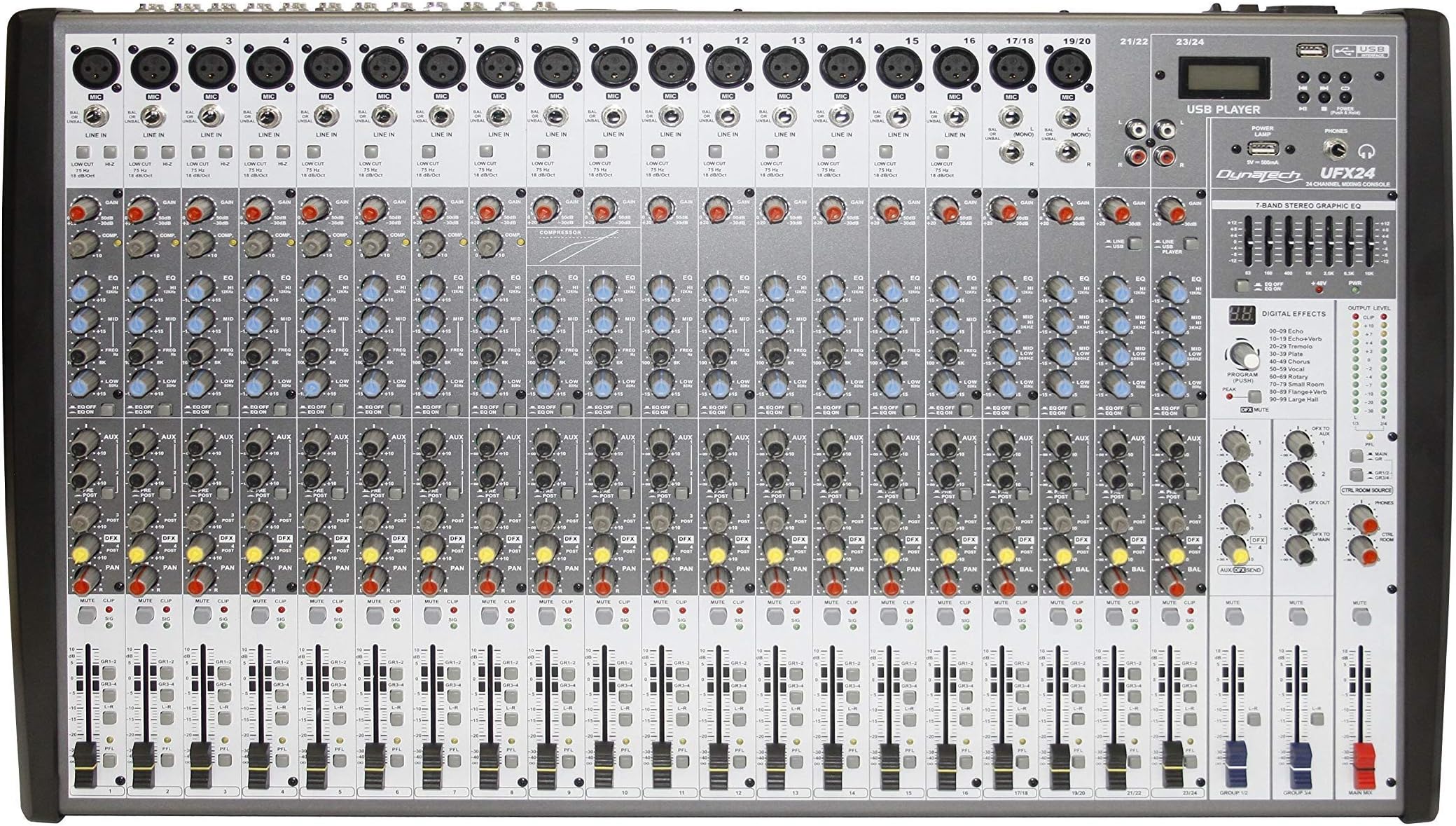 Dynatech UFX-24 Analog 24 Channel Mixer With USB And Effects