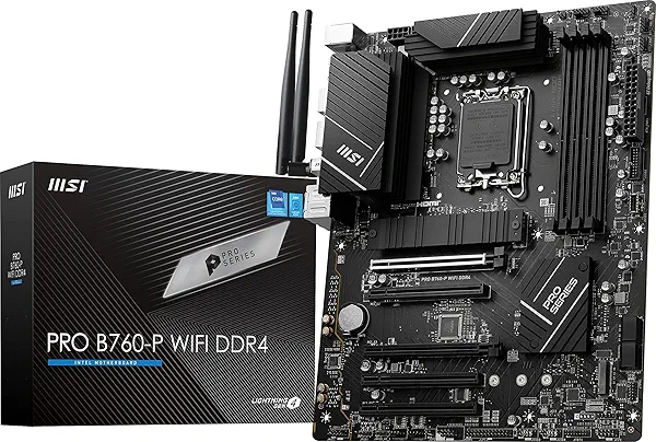 MSI PRO B760-P WiFi DDR4 ProSeries Motherboard (Supports 12th/13th/14th Gen Intel Processors, LGA 1700, DDR4, PCIe 4.0, M.2, 2.5Gbps LAN, USB 3.2 Gen2, HDMI/DP, Wi-Fi 6E, Bluetooth 5.3, ATX)