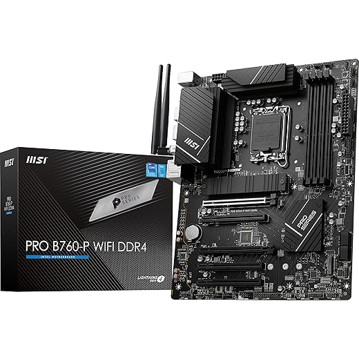 MSI PRO B760-P WiFi DDR4 ProSeries Motherboard - Supports 12th/13th/14th Gen Intel Processors, LGA 1700, DDR4, PCIe 4.0, M.2, 2.5Gbps LAN, USB 3.2 Gen2, HDMI/DP, Wi-Fi 6E, Bluetooth 5.3, ATX