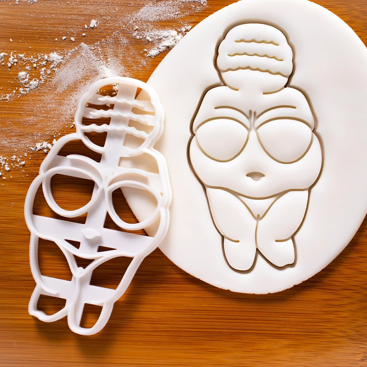 BAKERLOGY Set of 2 Venus of Willendorf Cookie Cutters (Front & Back View) - Bake Prehistoric Art Themed Cookies Inspired by Ancient Figurines, Detailed Design for Baking and Crafts