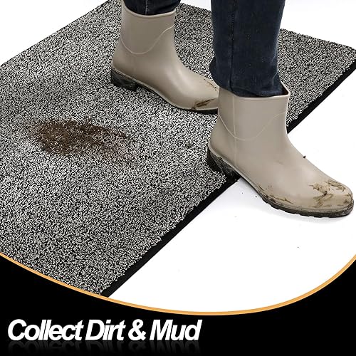 Vista 18 de ITSOFT Alfombra de poliéster antideslizante para puertas de interior y exterior, súper absorbente y lavable a máquina Beige