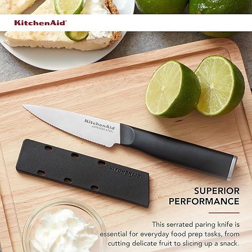 Miniatura 39 de KitchenAid Cuchillo de carnicero clásico con cubierta de hoja de ajuste personalizado, 6 pulgadas, cuchillo de cocina afilado, hoja de acero