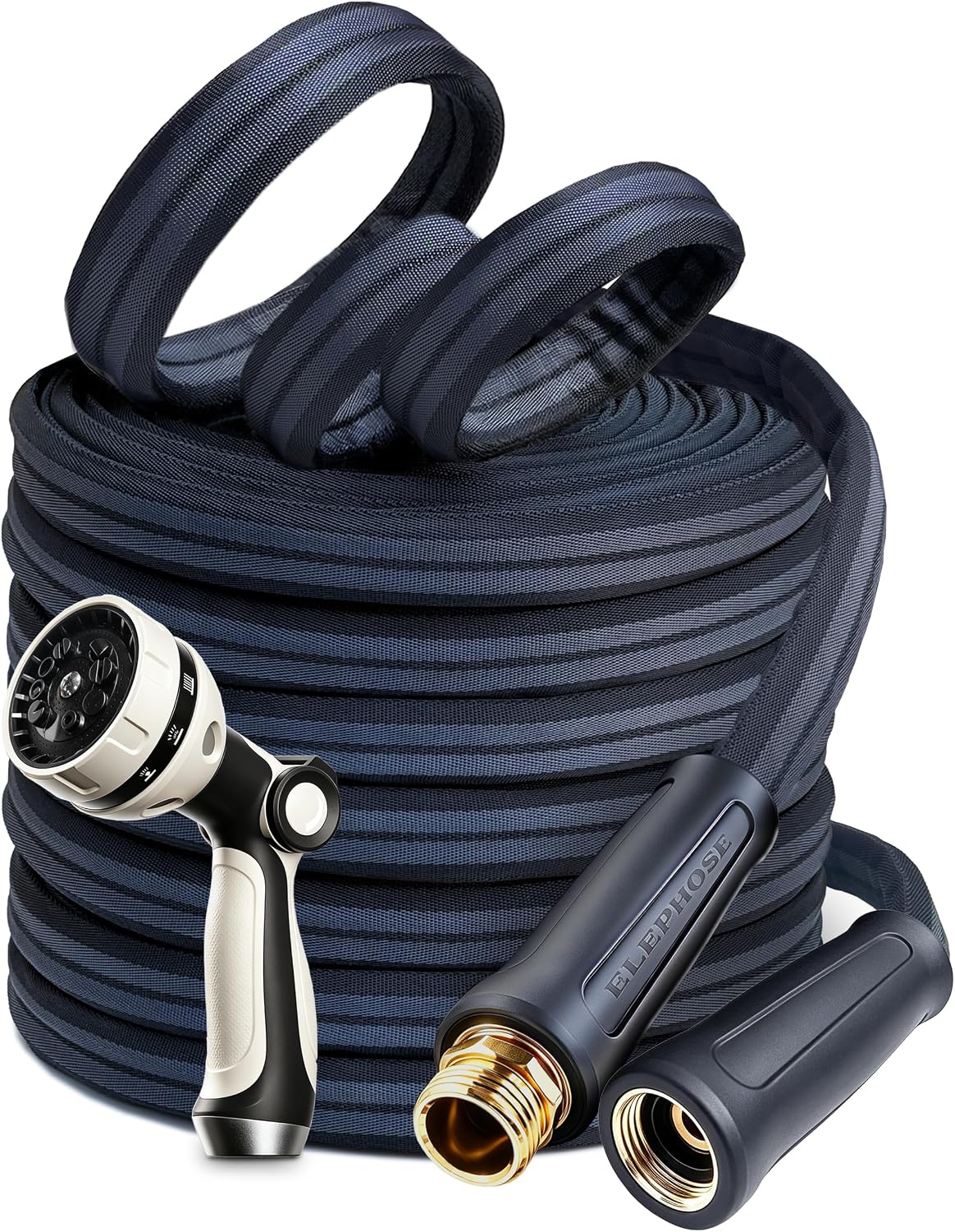 Garden Hose 50 FT, Non-Expanding, 700 PSI Burst, 10-Pattern Nozzle