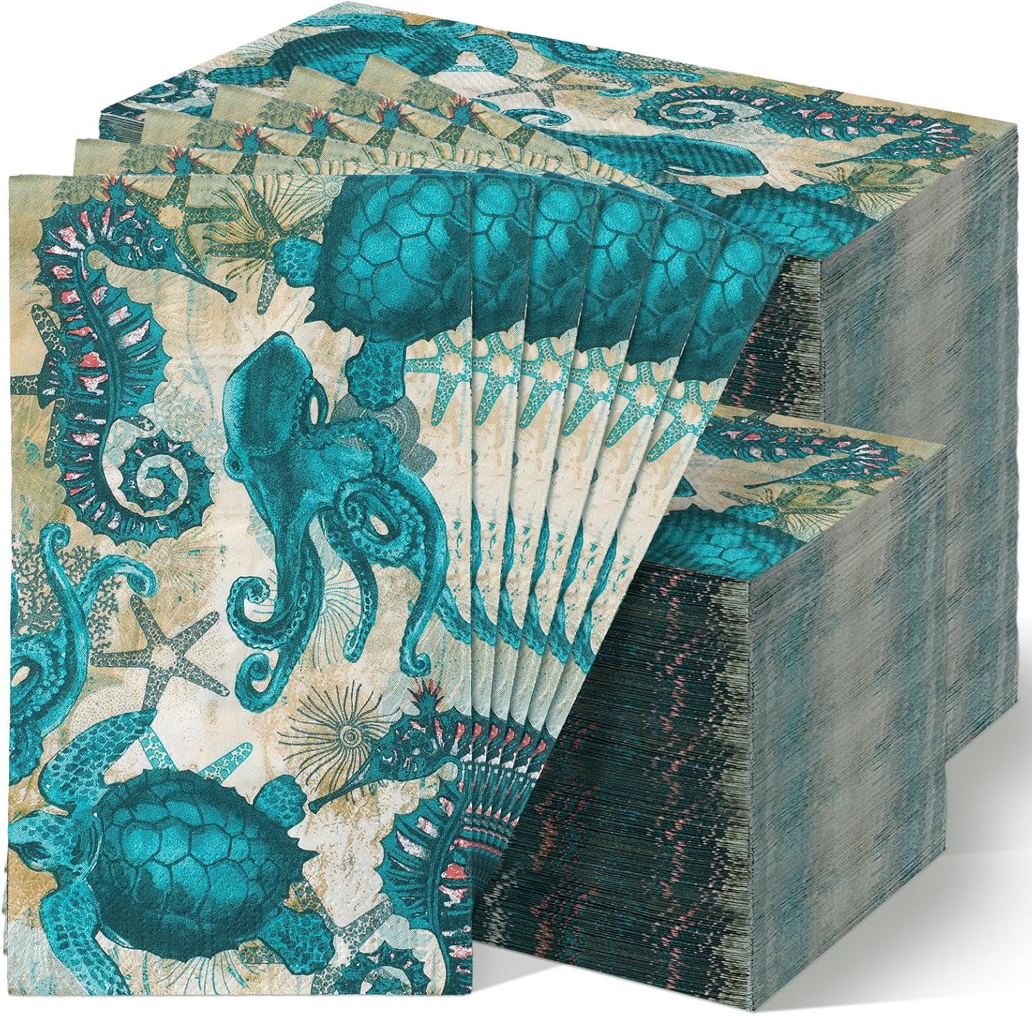 Sinmoe 200 Pcs Disposable Guest Napkins for Bathroom Summer Beach, Marine