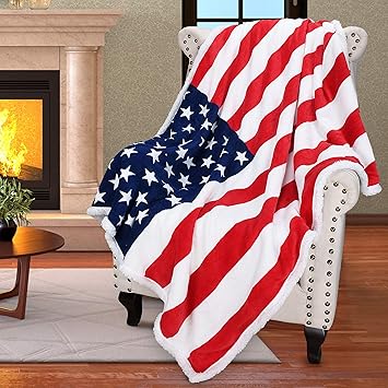 15. Catalonia Patriotic US Flag Blanket