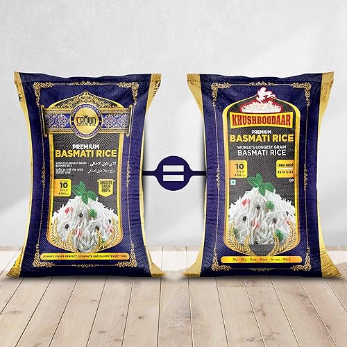 Miniatura 8 de Arroz Basmati blanco Crown™ de alta calidad - Arroz Basmati blanco de 2 años de edad - Arroz Basmati blanco de grano extra largo 100% auténtico