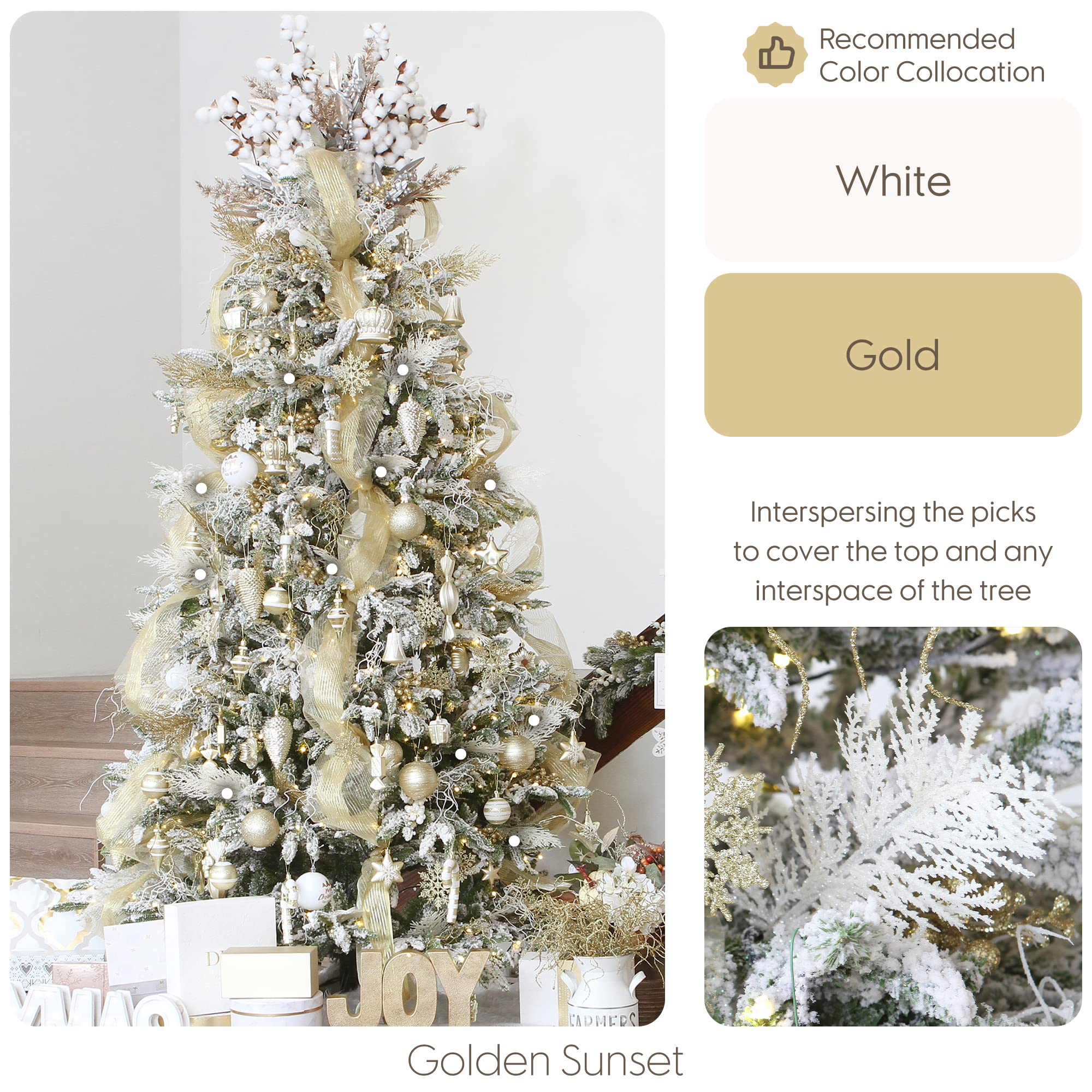 Branche De Noel Lot De 24 Tiges De Baies Artificielles à Paillettes Pour Décorations De Noël, Couronne De Noël, Décoration De Vacances Et De Fête (rouge Fleur Blanche Sapin Noel