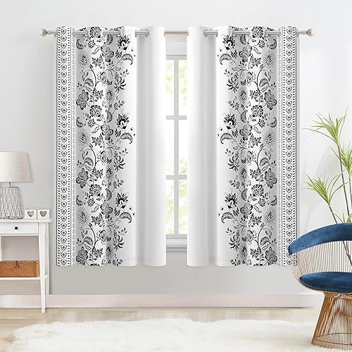 Jubilantex Cortina blackout botánica para ventana, 63 pulgadas de largo, reducción de ruido, aislamiento térmico, tratamiento de ventana para