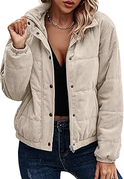 Amazon.com: Angashion Women's Bomber Jacket Corduroy Ribbed