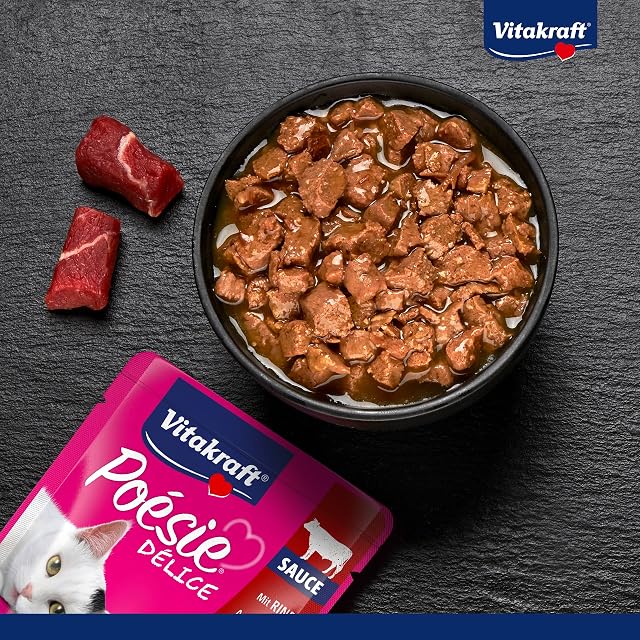 Foto 2 de 4 de Vitakraft Poésie Délice, comida húmeda para gatos, comida húmeda para gatos en salsa, con carne de vacuno