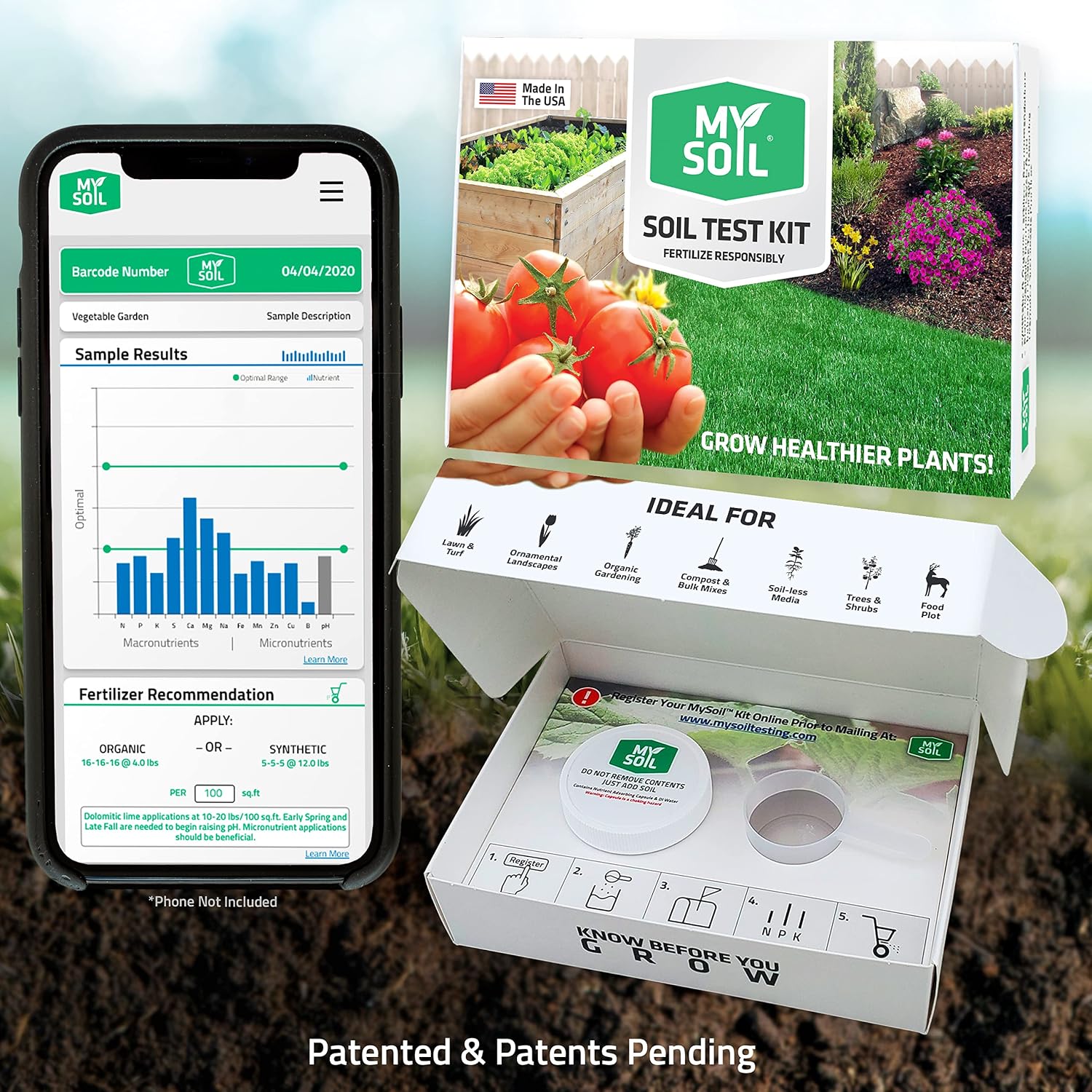 MySoil - Soil Test Kit 4 Pack | Grow The Best Lawn & Garden | Complete & Accurate Nutrient and pH Analysis with Recommendations Tailored to Your Soil and Plant Needs