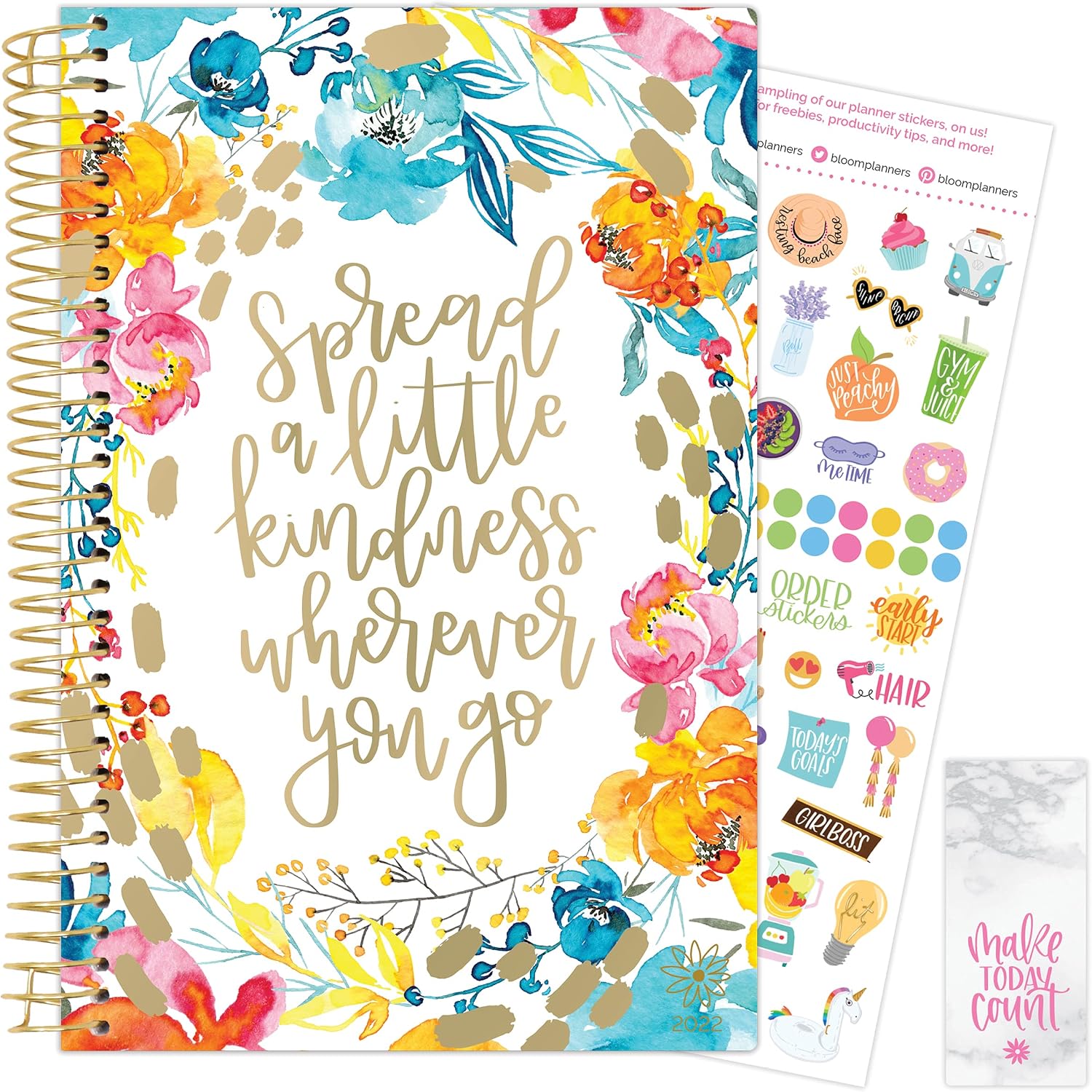 bloom daily planners 2022 Calendar Year Day Planner (January 2022 - December 2022) - 5.5” x 8.25” - Weekly/Monthly Agenda Organizer Book with Stickers & Bookmark - Spread Kindness