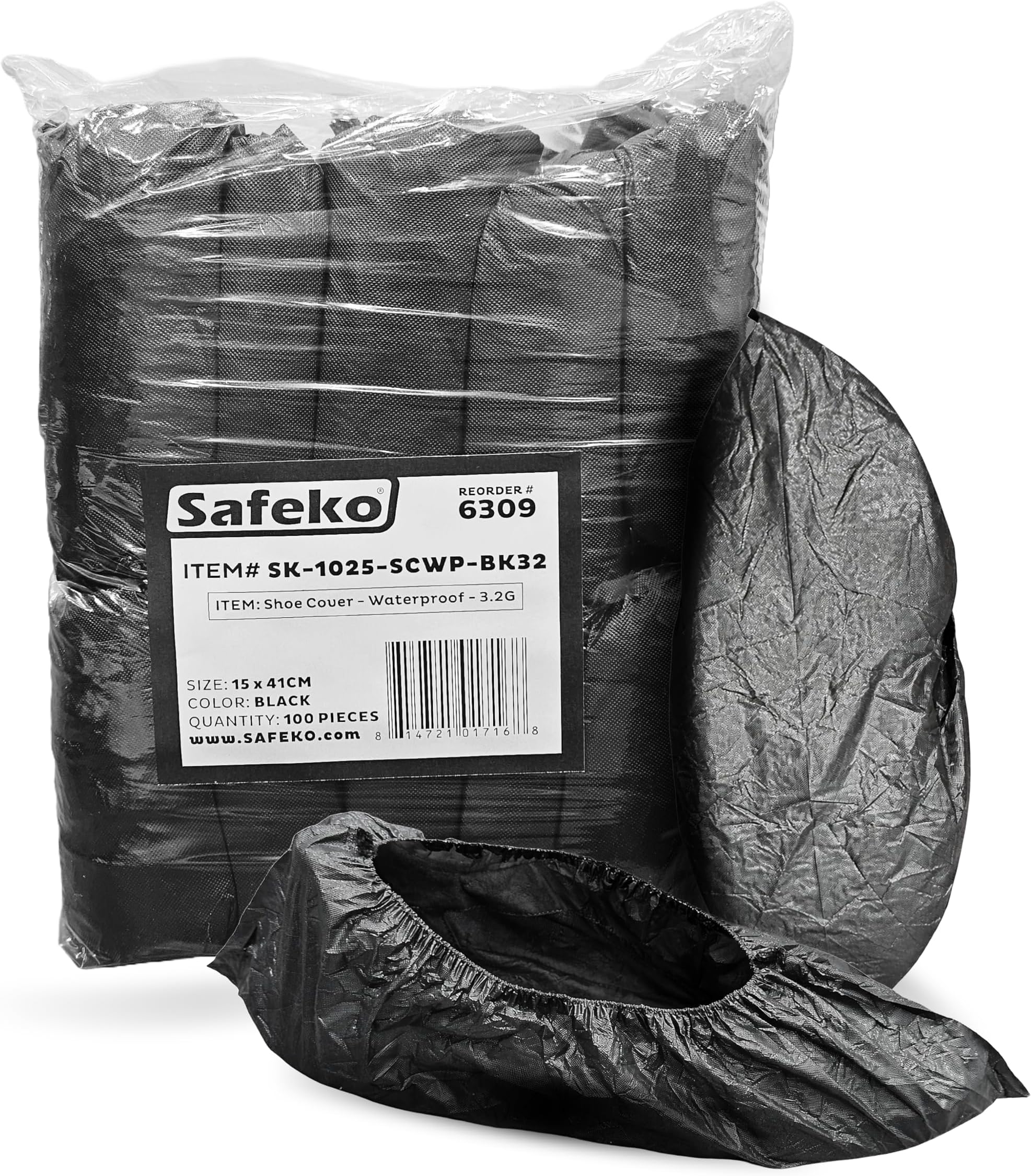 Waterproof Shoe Covers – Non-Slip, Disposable CPE Boot Covers, Black, 100 Pack