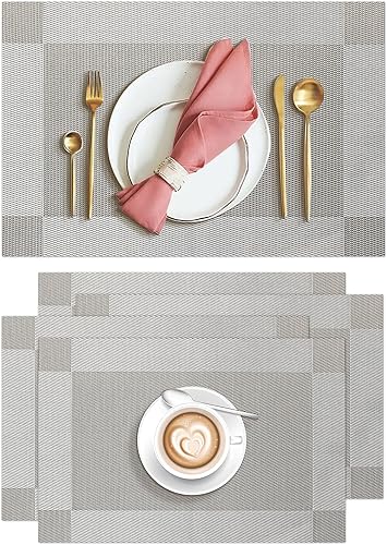 Miniatura 15 de Aofmee Juego de 4 manteles individuales resistentes al calor, manteles individuales lavables y duraderos de PVC, manteles individuales de vinilo