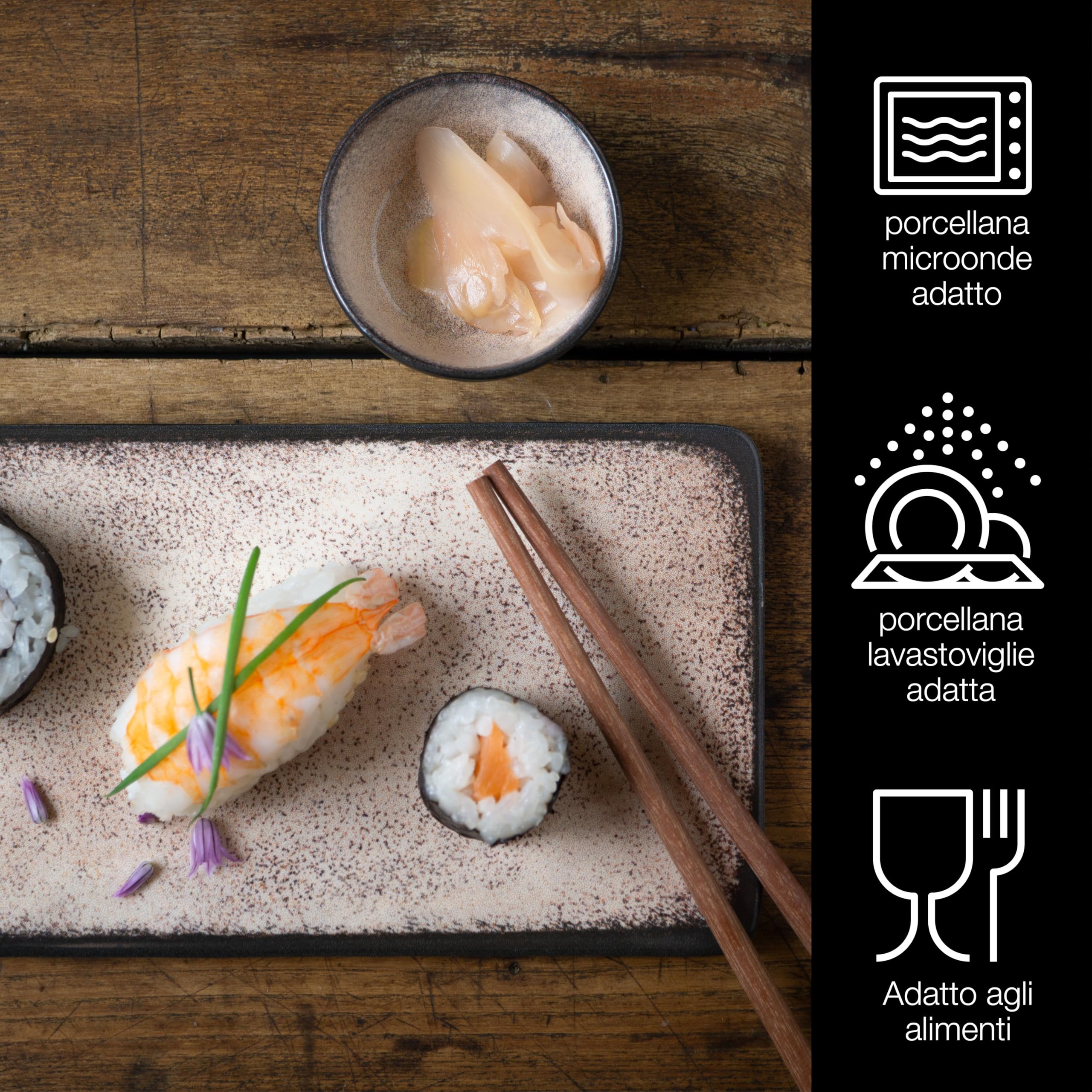 Moritz & Moritz Set di stoviglie da sushi per 2 persone - 10 pezzi - Servizio da sushi con 2x piatti da sushi, ciotole per salse e bacchette