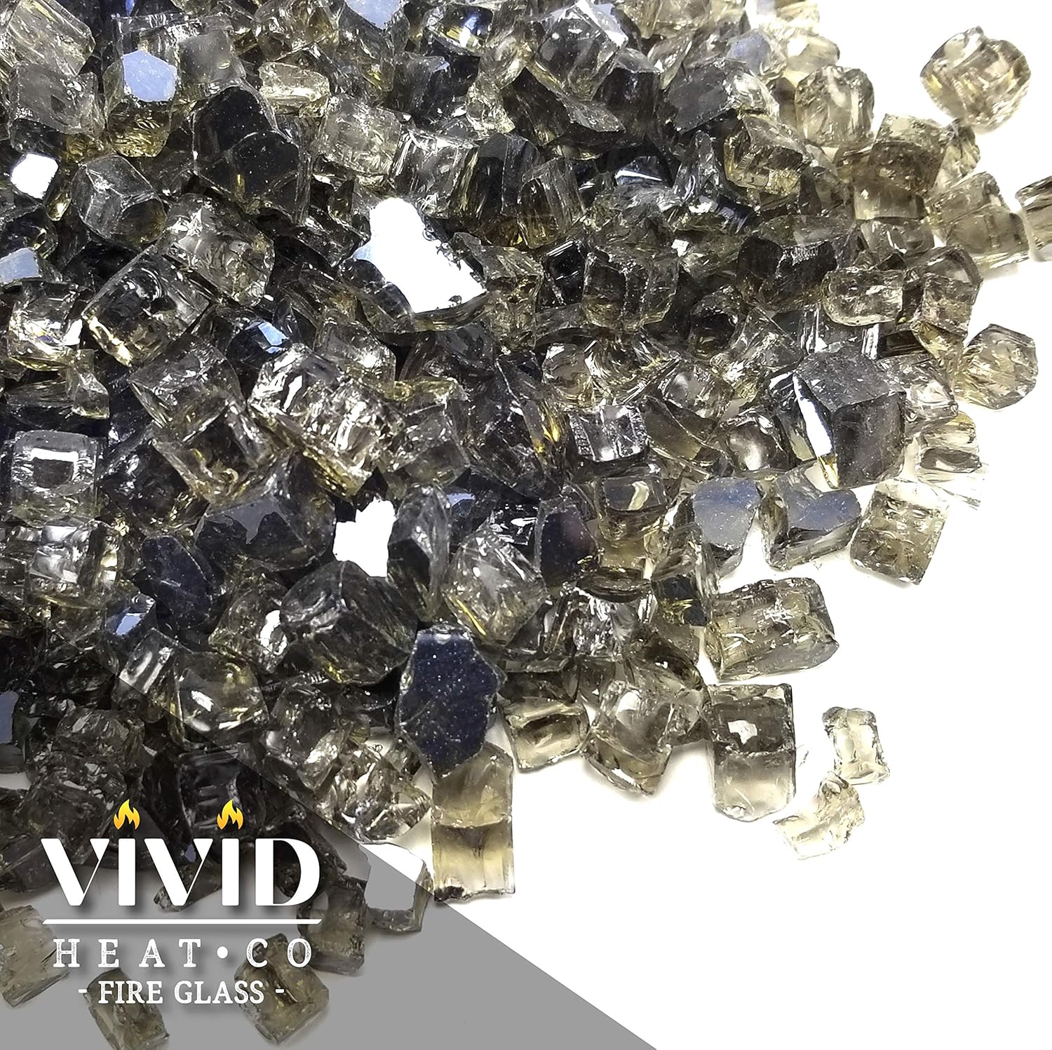 Vibrant Luster 1/2" Bronze Medium - (10 Pound Bag) Reflective Fire Glass Rock for Fireplace and Fire Pit