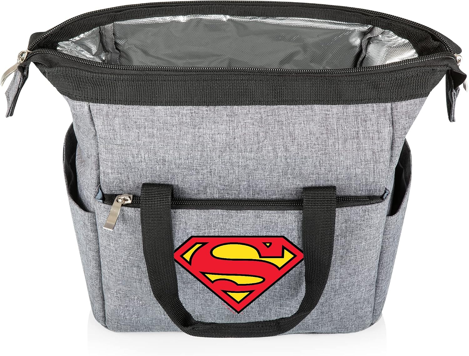 PICNIC TIME DC Comics Superman On The Go Lunch Bag, Soft Cooler Lunch Box, Insulated Lunch Bag, (Heathered Gray)