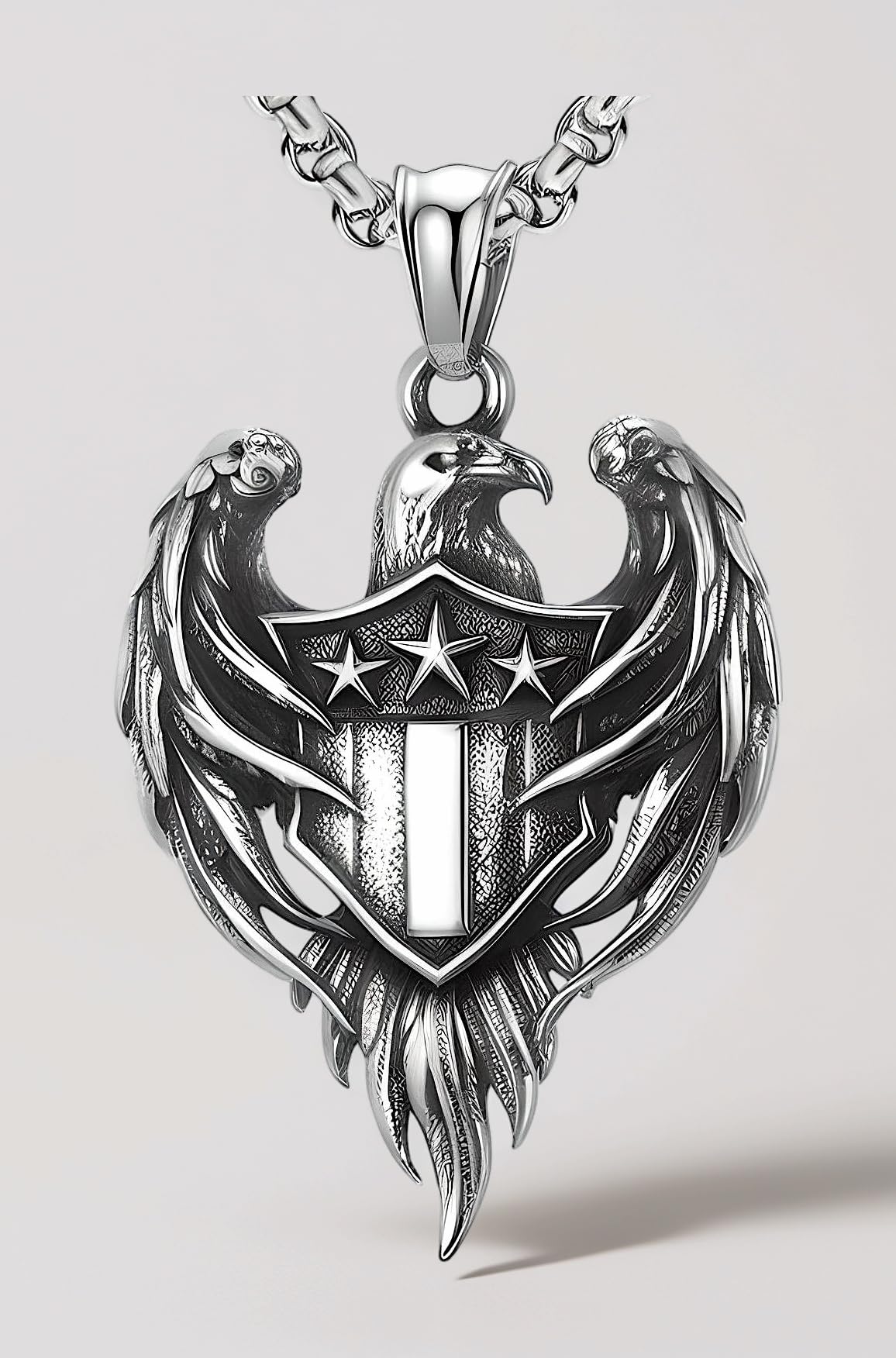 Alloy Pendant with Pure Stainless Steel 24inch Round Box Chain, European trending Style - Round Box Chain & Pendant for Men & Boys
