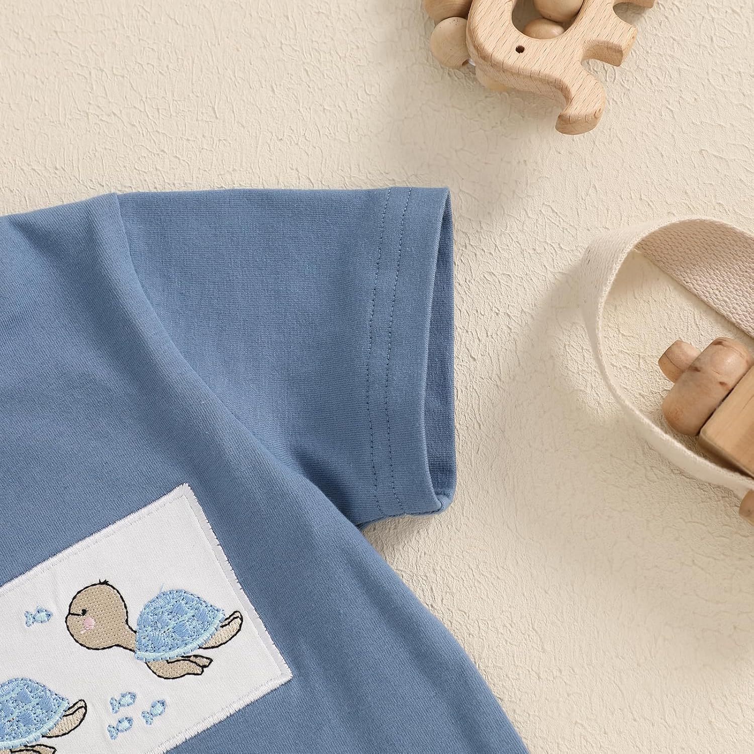 Toddler Boys Shark Outfits Sea Animal Embroidery Short Sleeve Shirt and Striped Shorts Sets 2Pcs Summer Clothes Set - Image 7