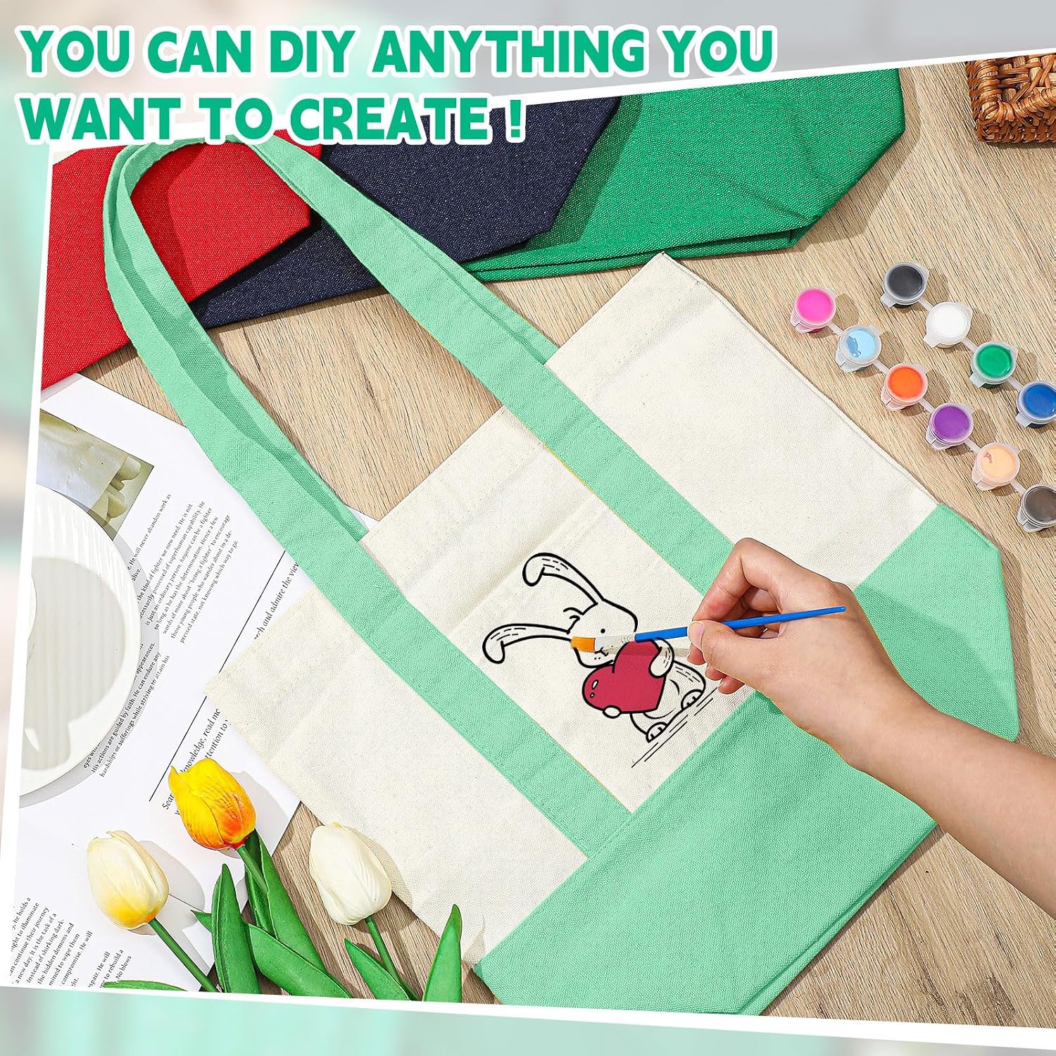 Amylove Mini Canvas Tote Bag with Pockets Duty Canvas Sublimation Blank Small Bag Mini Reusable Tote for Crafts DIY