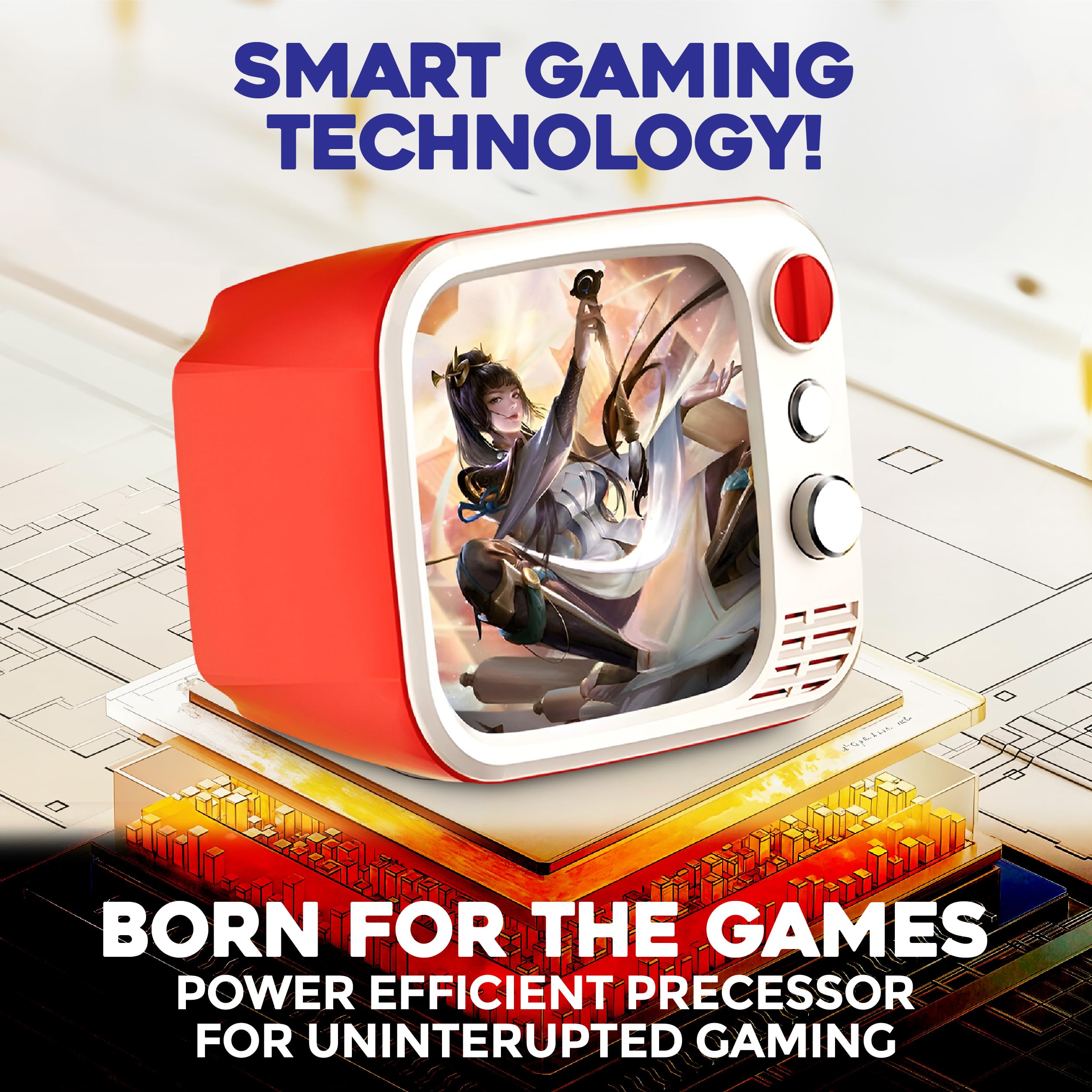 Tiny Arcade TV 3,5" Mini Retro Game - Console TV giocabile a due giocatori e con gameplay e suono reali, oltre 700 videogiochi classici, H7 (rosso)