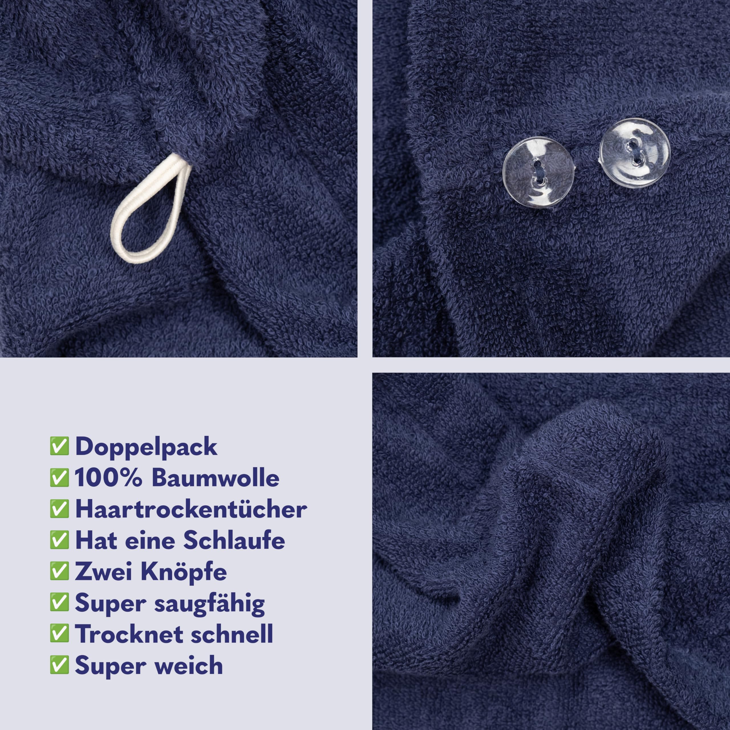 Hammetex Haarturban 2er Set mit Knopf – Bild 5