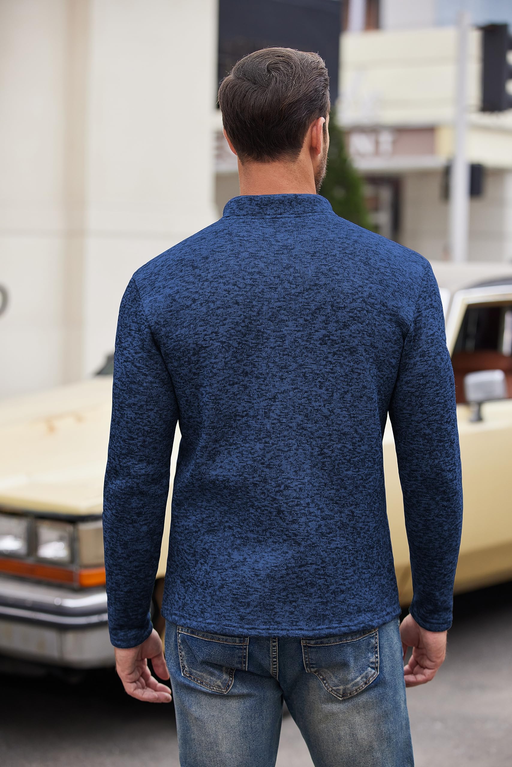 COOFANDY Henley - Maglione da uomo a maniche lunghe, peso medio, morbido, con tasca sul petto