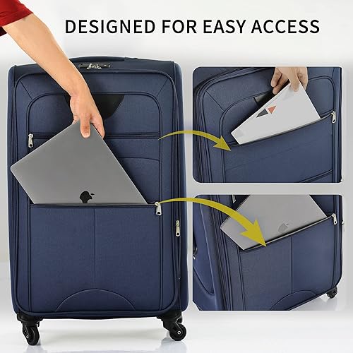 Miniatura 8 de Merax Softside Juego de equipaje expandible juego de maleta ligera de 3 piezas con ruedas giratorias y bloqueo TSA Azul profundo