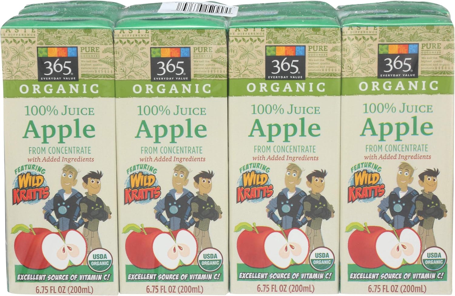 365 Everyday Value, Organic 100% Apple Juice, 6.75 Fl Oz, 8 Pack