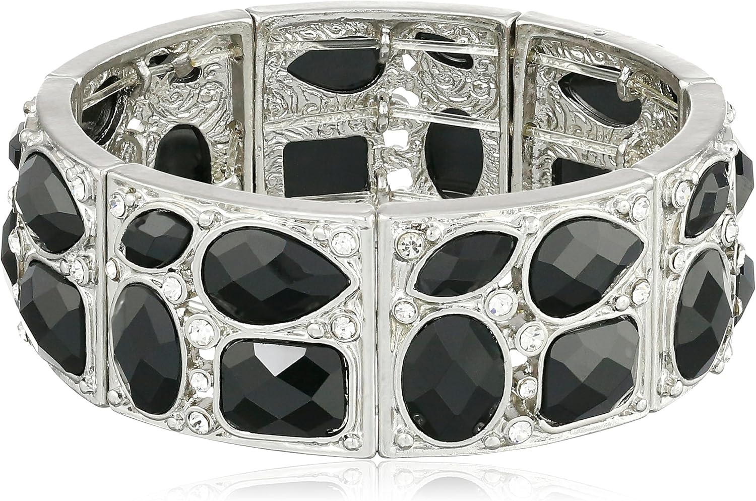 2028 Jewelry Multi Shaped Stone & Crystal Stretch Bracelet