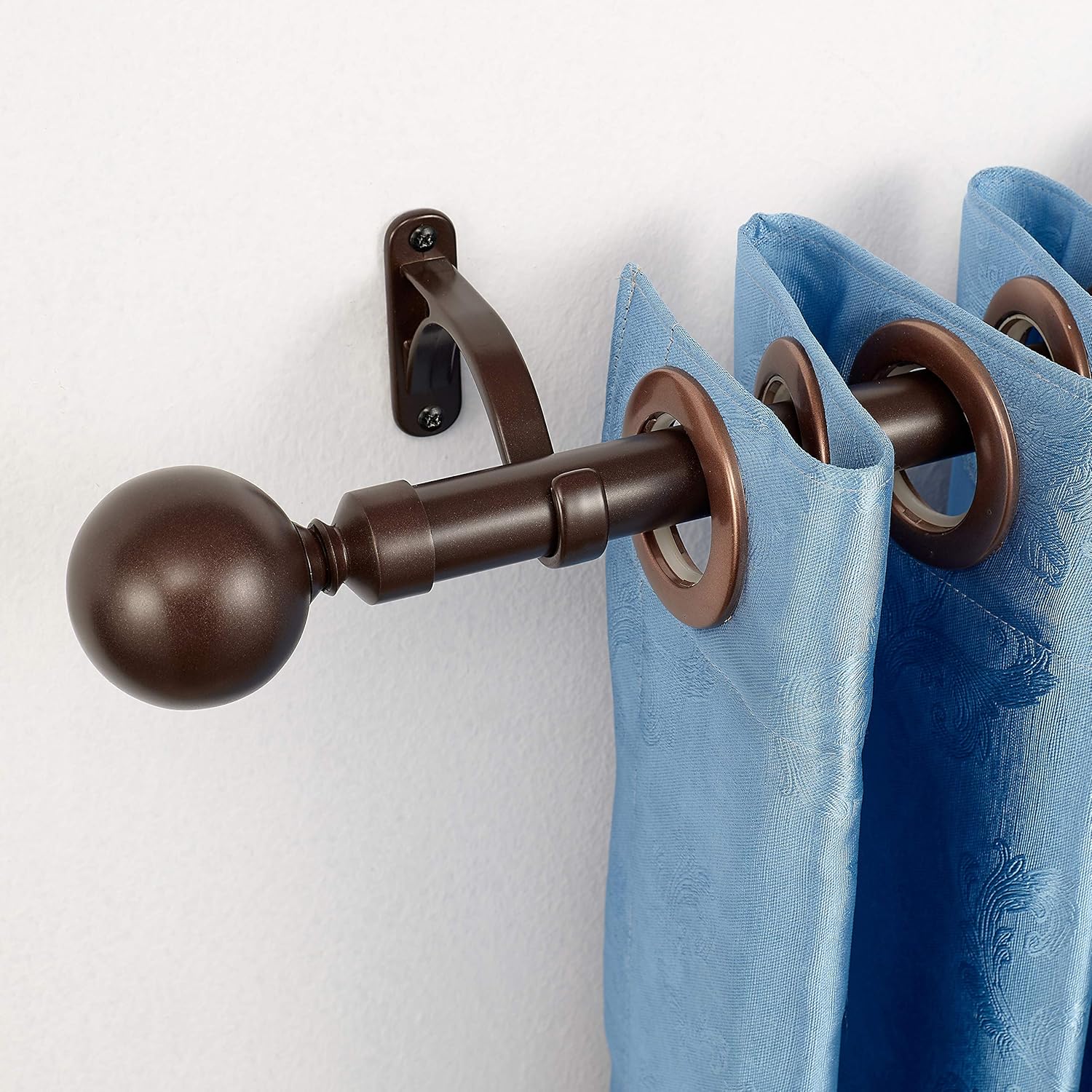 YunNephele 1 inch Curtain Rods for Window 72-144”-Bronze, Single Adjustable Curtain Rod with Classic Round Ball Finial, Industrial Metal Iron Curtain Rod Set, Decorative Drapery Window Curtain rod : Everything Else