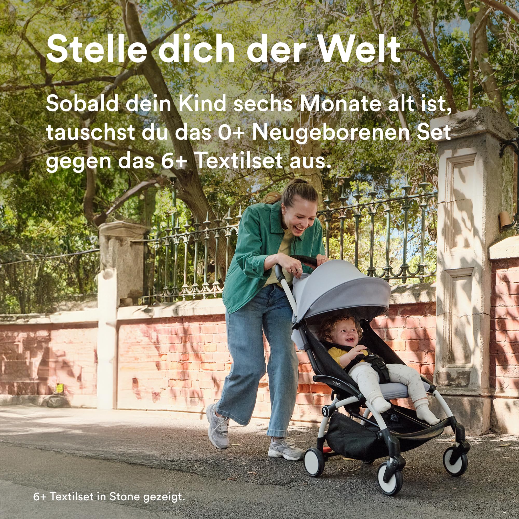 Stokke YOYO3 Kinderwagen mit Neugeborenen Set - Schwarzer Rahmen, YOYO 6+ Textilset (Olive) & 0+ Neugeborenen Set (Olive)