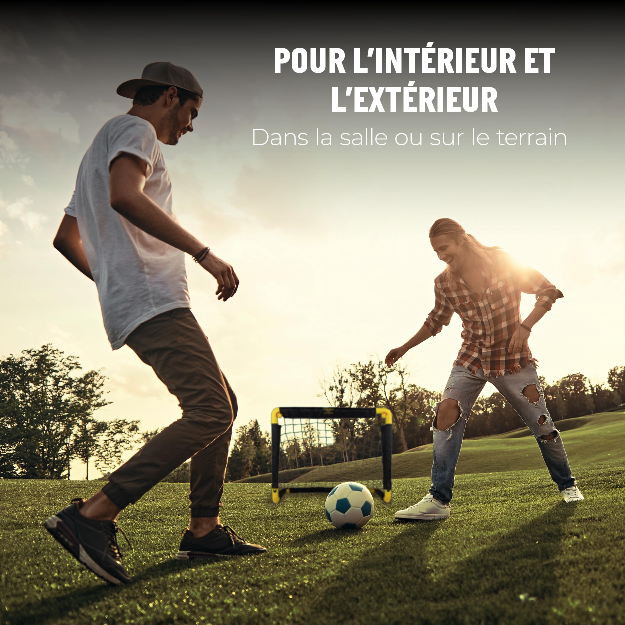 Umbro Cage de Foot 50x44x44 cm Ensemble 2 Buts Pliable Kit Entrainement Football Enfants Adultes Exterieur Interieur Noir/Jaune