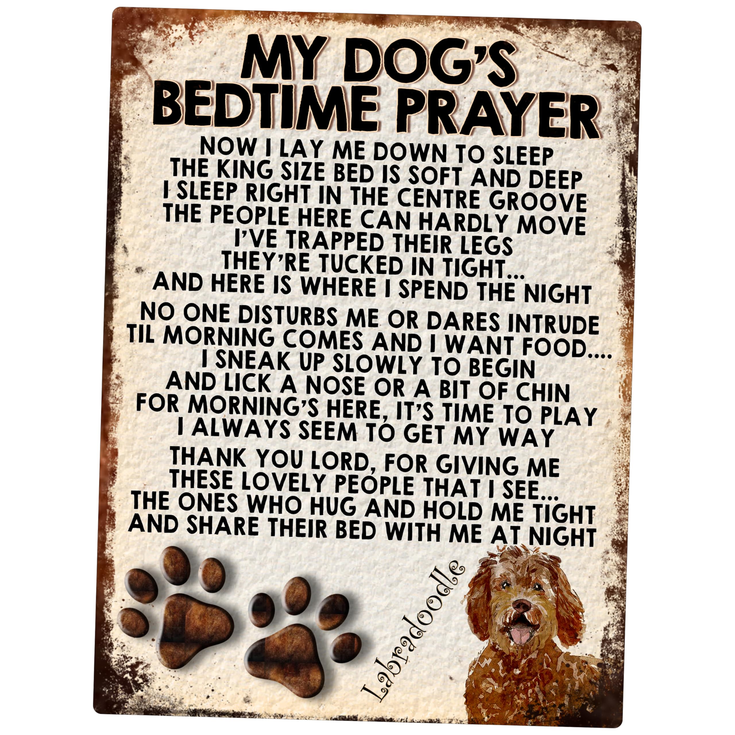 Shawprint Limited Labradoodle My Dog's Bedtime Prayer Retro Style Metal Tin Sign/Plaque (Labradoodle)