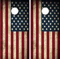 Vista 5 de GRAPHIX Express - Bandera estadounidense envejecida C190 - Cornhole Board Wrap patriótico - Calcomanía de vinilo laminado resistente a la intemperie