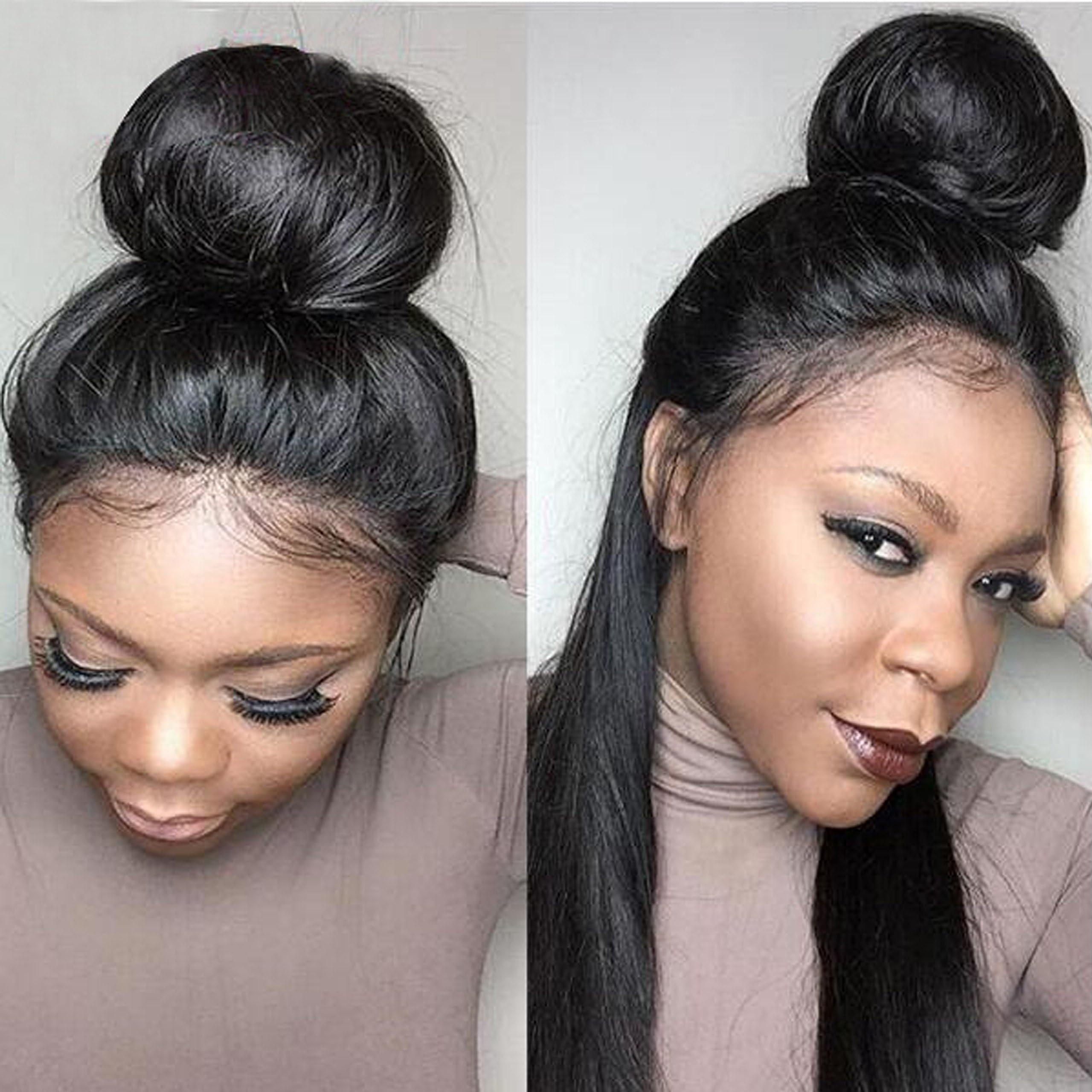 Eva Hair 7a Lace Front Human Hair Wigs for Black Women Brazilian Virgin Hair Lace Front Wig Glueless Straight Front Lace Wigs with Baby Hair(Lace Front Wigs 16 inch)