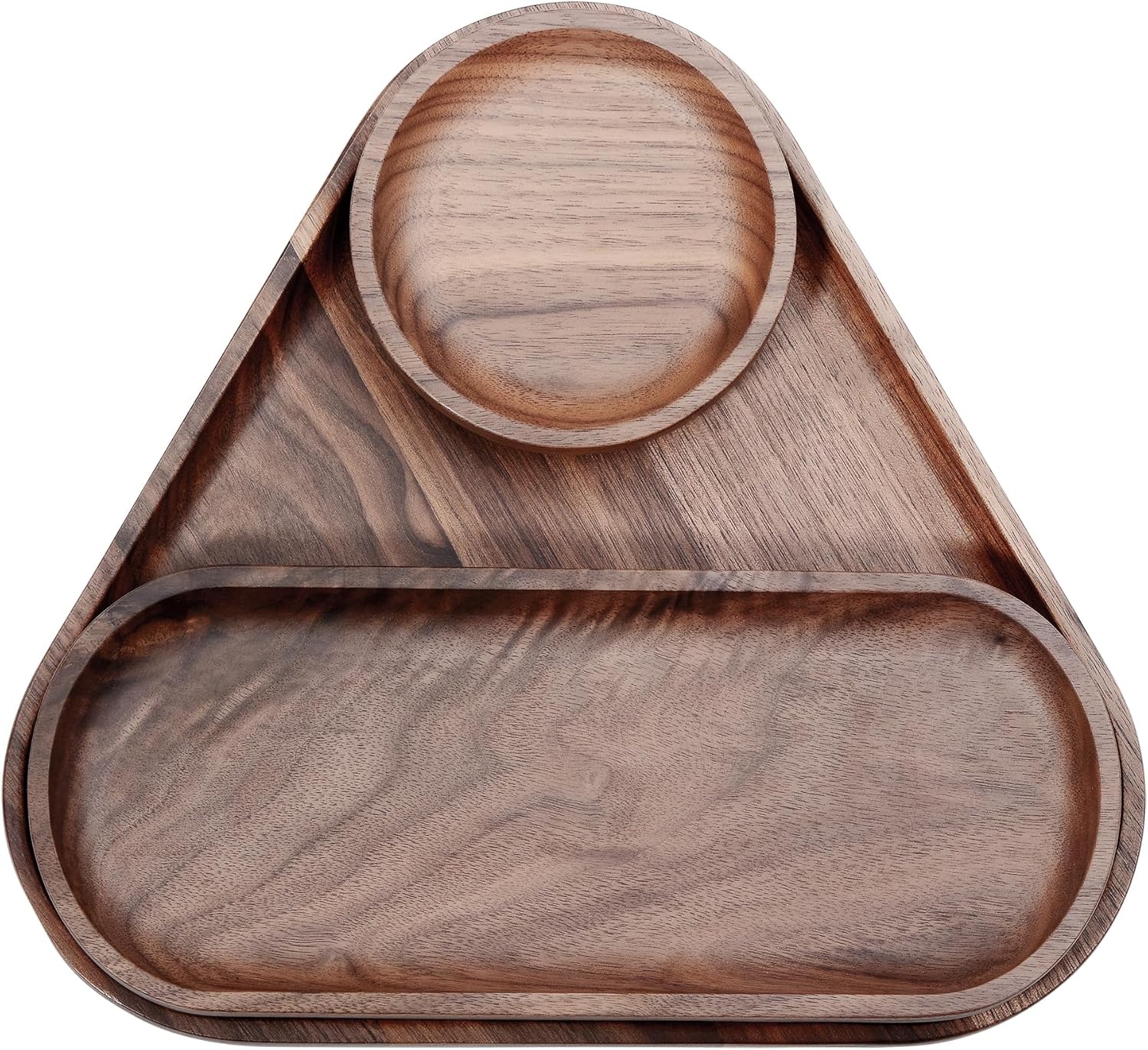 Normcore 3 Pack Wooden Serving Trays, Wood Serving Tray Wooden Decorative Coffee Tea Platter, Genuine American Walnut Serving Platters Set, Set of 3 for Living Room, Coffee Table, Home Decor