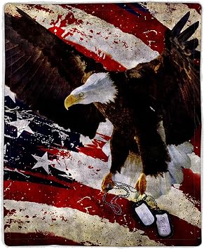 Home Sherpa Fleece Throw Blanket - American Flag Bald Eagle Print, Lightweight Hypoallergenic Bed Couch Plush Blanket for Adults and Kids by Bedford