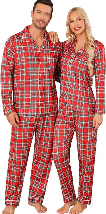 SWOMOG Matching Family Pajamas Christmas Pjs Long Sleeve Holiday Sleepwear Soft Loungewear