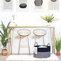 Vista 7 de MINTWOOD Design Cesta decorativa de cuerda de algodón tejida extragrande de 22 x 14 pulgadas, para sala de estar, con asas largas, cesta