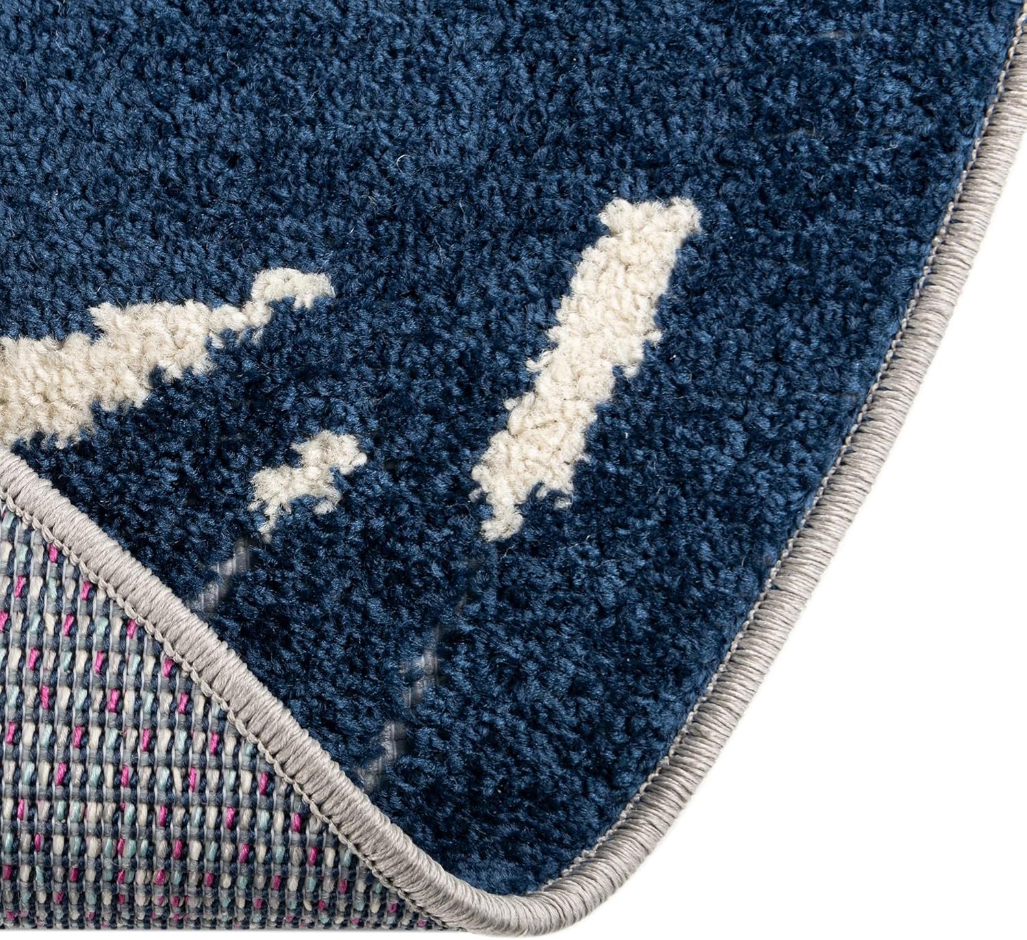 Rugs.com Aruba Outdoor Collection Rug – 3 Ft Round Gray Blue Low-Pile Rug Perfect for Any Outdoor Space, Kitchens, Dining Rooms