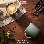 HaWare 13OZ Coffee Mugs Set of 6, Stoneware Coffee Cups, Ceramic Latte Mug for Man, Woman, Dad, Mom, Modern Tea Mugs for Latte/Cappuccino/Cocoa/Milk, Dishwasher& Microwave Safe, Speckled Milky White