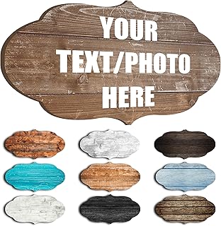 Custom Personalized Wood Text Signs, 3 Sizes, 30 Fonts, 9 Wood Colors, Custom Patterns - Blank Shaped Wood Signs, Farmhouse Decorative Wood Signs, Home, Kitchen, Rustic Wall Decor.