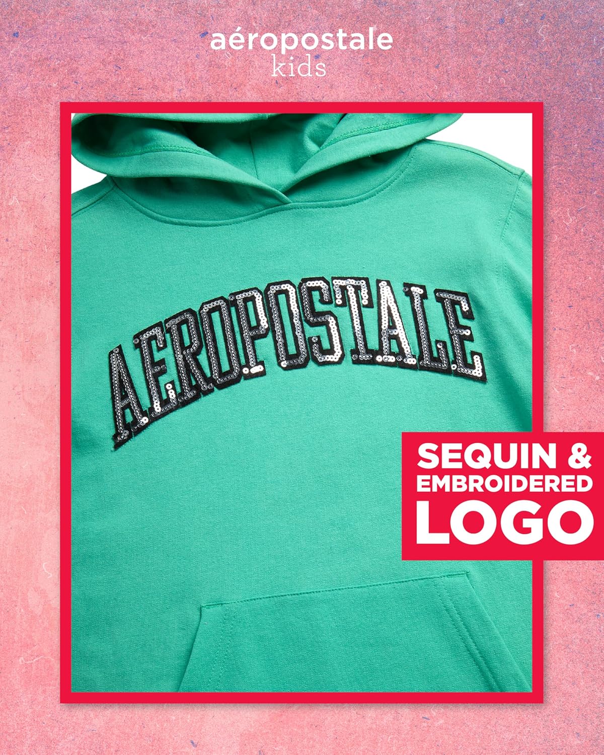 AEROPOSTALE Girls Hoodies - Soft Cozy Fleece Pullover Girls Hooded Sweatshirt with Trendy Sequin & Embroidered Logo