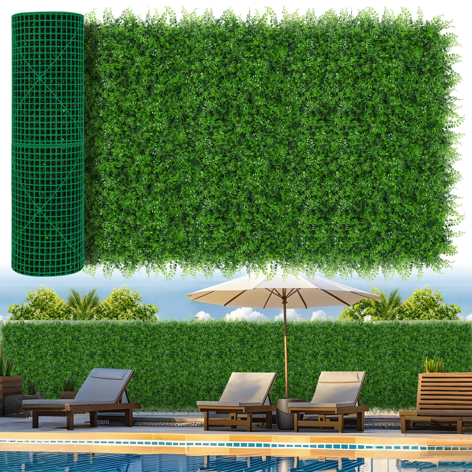 Photo 1 of Grooy 40"x120"(33.33 SQFT) Artificial Hedge Grass Wall Roll Panels, Boxwood Panels, Greenery Wall Backdrop, UV Protected Privacy Fence Screen for Outdoor Indoor Wedding Décor