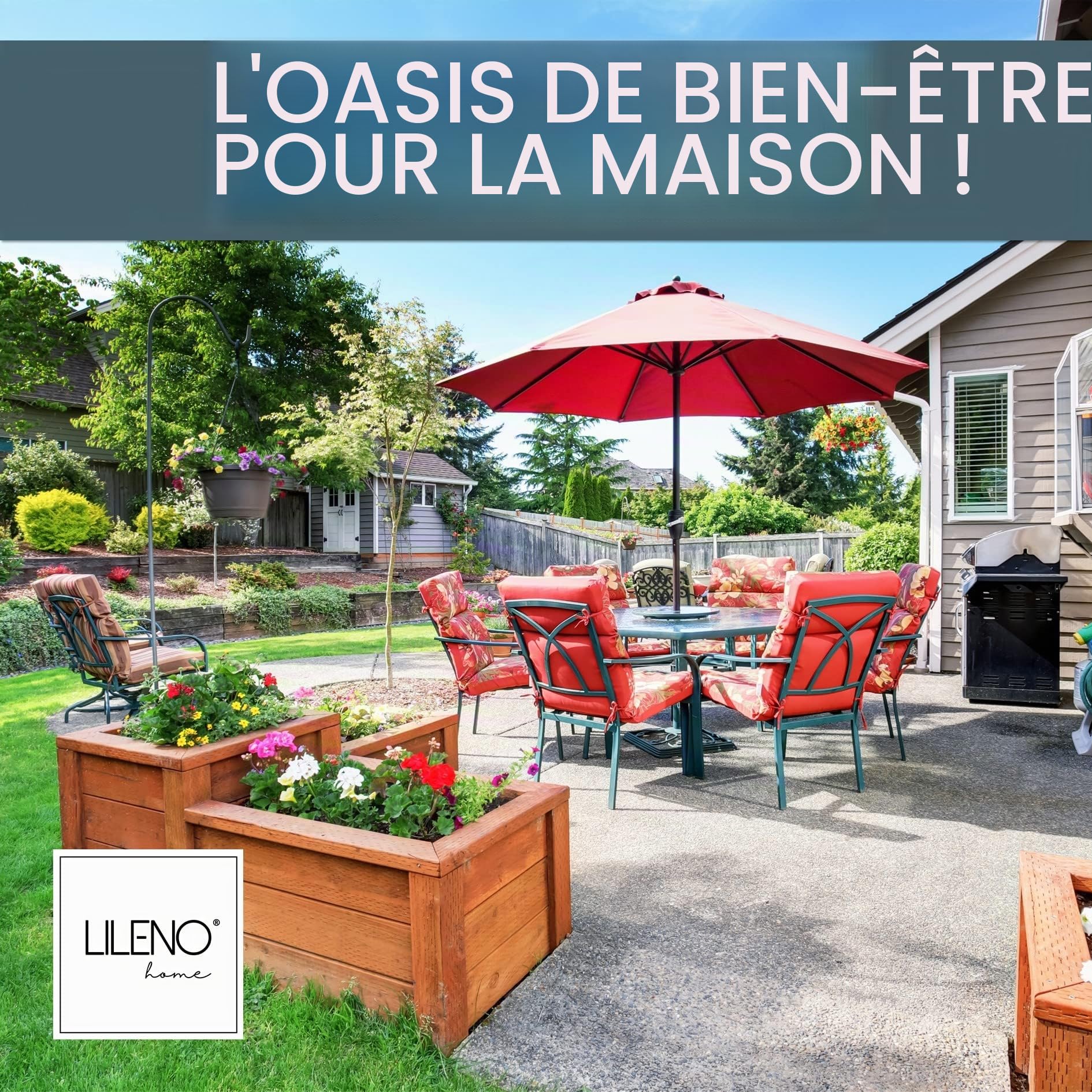 LILENO HOME Coussins pour chaise de jardin [1 pièce – à dossier haut], à rayures jaunes, chaises longues confortables comme coussins d'assise pour meubles de jardin et chaises pliantes